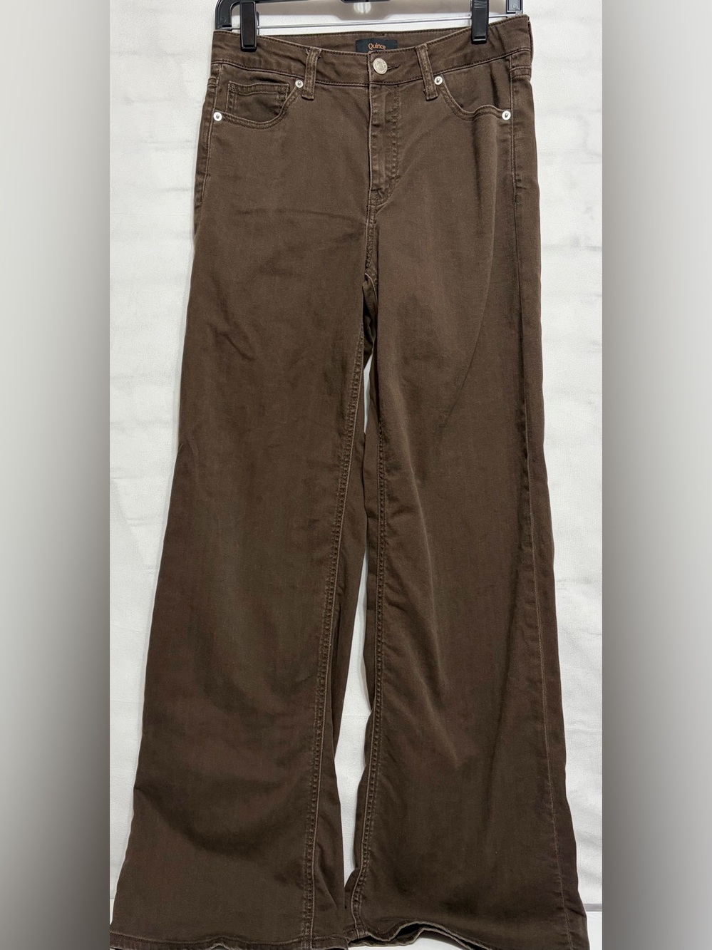 Quince Bella Stretch Wide Leg Coffee Bean Brown Pants 28